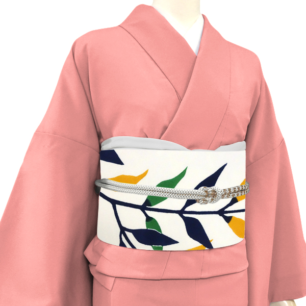 栗山吉三郎 栗山紅型 名古屋帯 白×紺 正絹 柳に蛙［99,000円］ 枚目