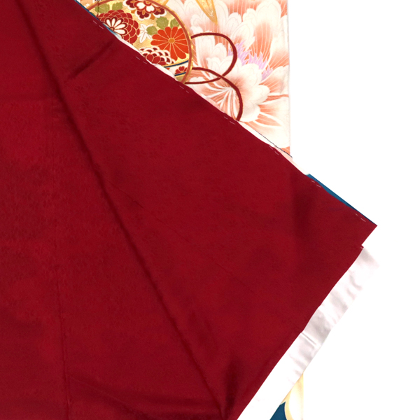 振袖 正絹 青 古典柄 牡丹 毬 桜 梅 笹［143,000円］ 枚目