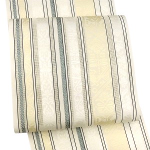 井上絹織 夏博多帯 白 コプト柄 単衣 間道［55,000円］