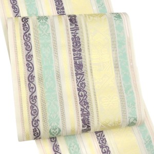 博多織 井上絹織 夏博多帯 白 間道 夏物［55,000円］