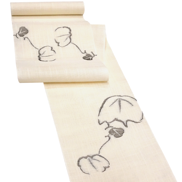 七野 宮岸織物 麻名古屋帯 生成り 蔦 麻帯 夏用［49,500円］ 枚目