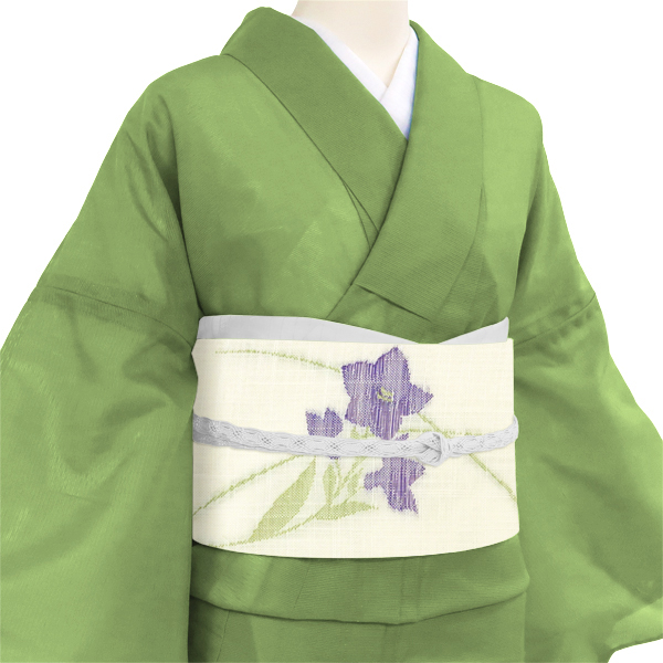 七野 宮岸織物 麻名古屋帯 夏用 生成り 桔梗 芒 麻帯 本麻［49,500円］ 枚目