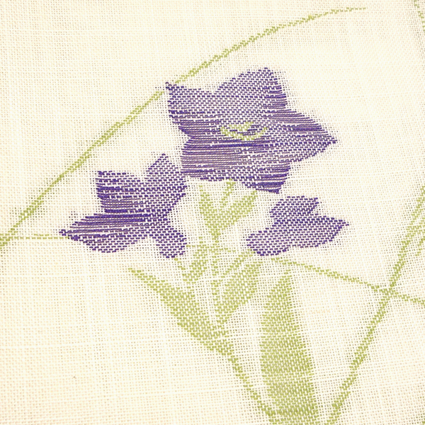 七野 宮岸織物 麻名古屋帯 夏用 生成り 桔梗 芒 麻帯 本麻［49,500円］ 枚目