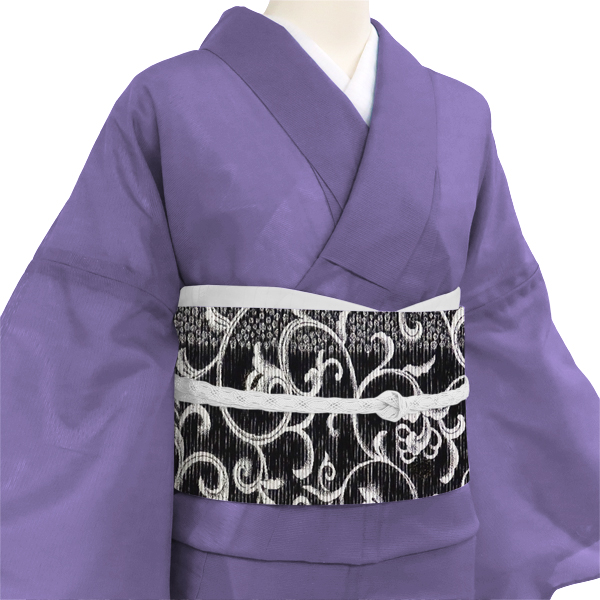 佐々木染織 西陣織 夏名古屋帯 黒色 唐草 正絹 夏帯［27,500円］ 枚目