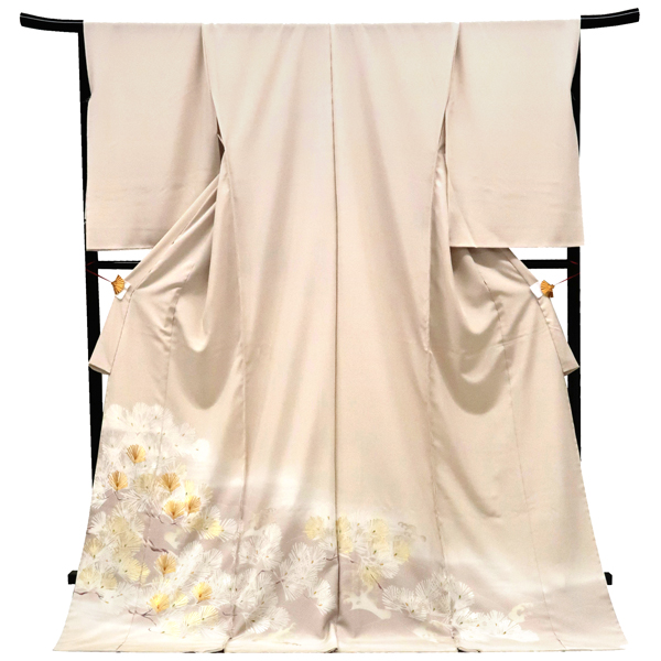 吉澤の友禅 吉澤織物 色留袖 ベージュ 松 波 波頭 流水 古典柄 正絹［242,000円］ 枚目