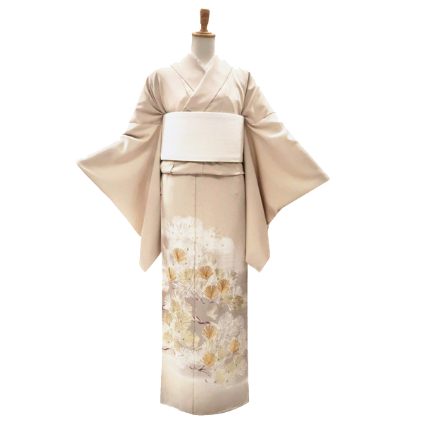 吉澤の友禅 吉澤織物 色留袖 ベージュ 松 波 波頭 流水 古典柄 正絹［242,000円］ 枚目