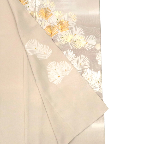 吉澤の友禅 吉澤織物 色留袖 ベージュ 松 波 波頭 流水 古典柄 正絹［242,000円］ 枚目