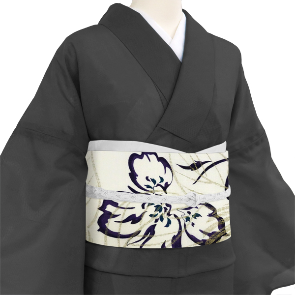 Tomogisu Craft 麻染夏名古屋帯 染帯 白 花 カジュアル 麻帯 夏物［49,500円］ 枚目
