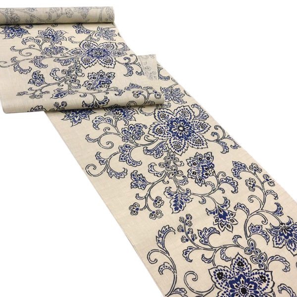 Tomogisu Craft 麻染夏名古屋帯 染帯 生成り 唐草 唐花 カジュアル 麻帯 夏帯 夏物［49,500円］ 枚目