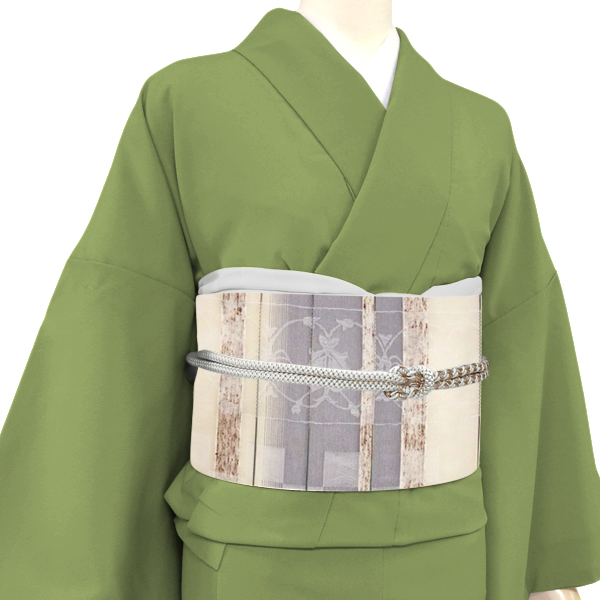 大光 名古屋帯 スリーシーズン帯 正絹 格子 ベージュ 西陣織［36,300円］ 枚目