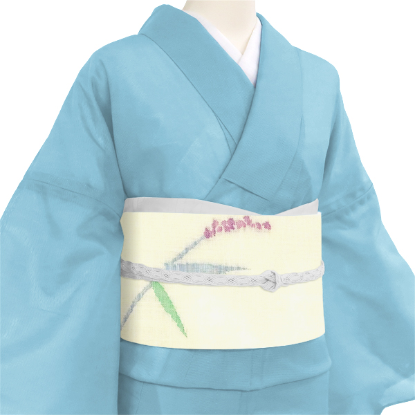 宮岸織物 西陣織 麻名古屋帯 アイボリー 南天文様 麻帯 本麻 夏用 夏帯［49,500円］ 枚目