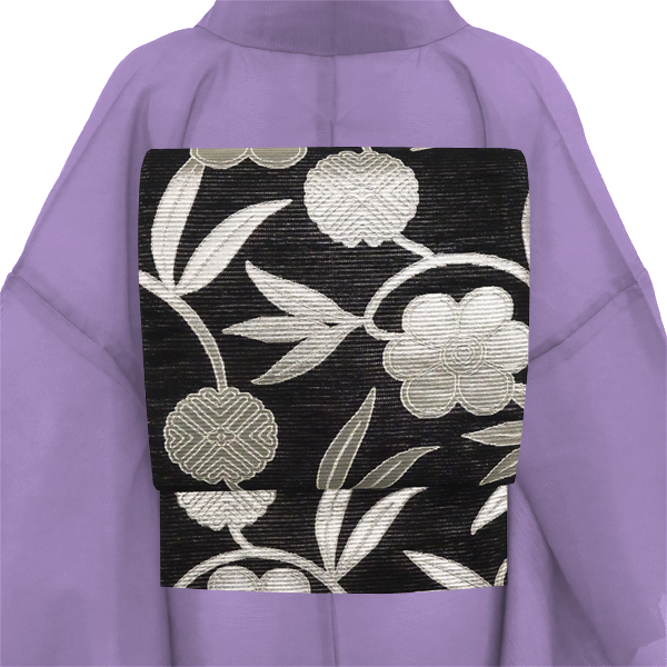 佐々木染織 絽袋帯 夏袋帯 黒 正絹 夏用 礼装用 西陣織 笹蔓［36,300円］ 枚目