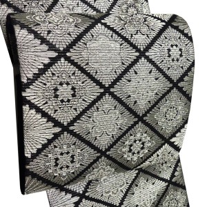 佐々木染織 夏袋帯 黒 フォーマル 西陣織 菱 絹 絽袋帯［36,300円］