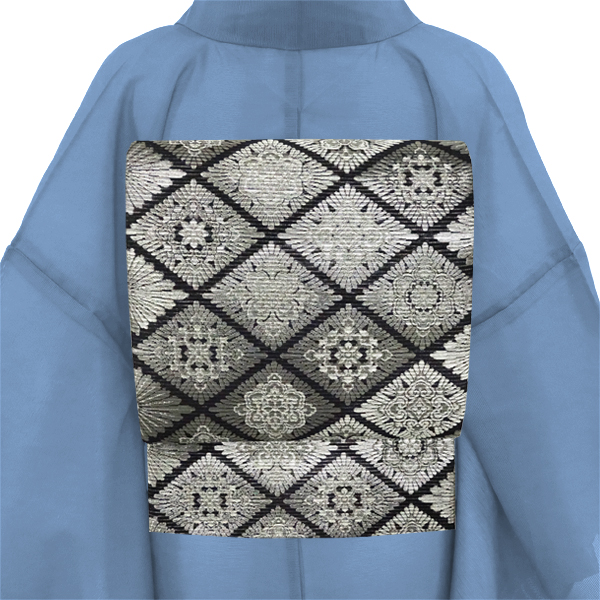 佐々木染織 夏袋帯 黒 フォーマル 西陣織 菱 絹 絽袋帯［36,300円］ 枚目