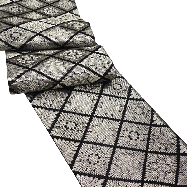 佐々木染織 夏袋帯 黒 フォーマル 西陣織 菱 絹 絽袋帯［36,300円］ 枚目