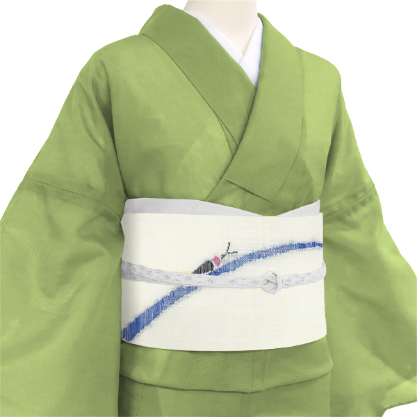 宮岸織物 麻名古屋帯 ホタル 蛍 麻帯 西陣織 八寸帯 白色［49,500円］ 枚目