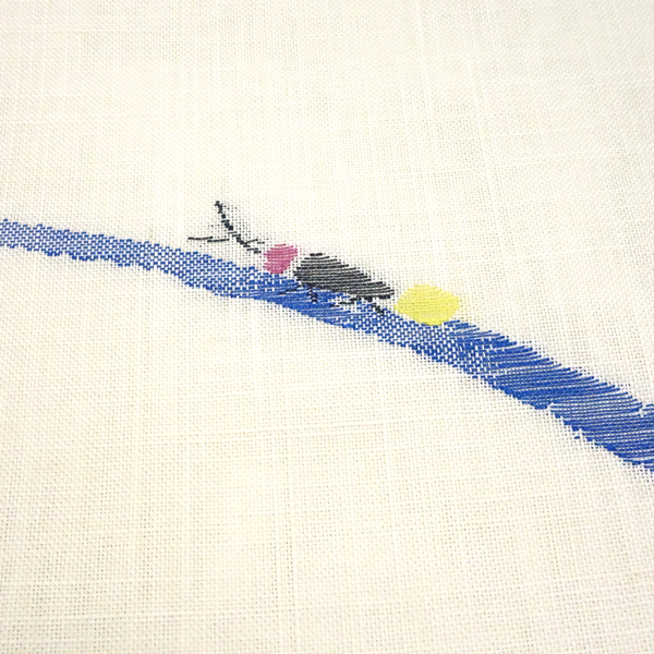 宮岸織物 麻名古屋帯 ホタル 蛍 麻帯 西陣織 八寸帯 白色［49,500円］ 枚目