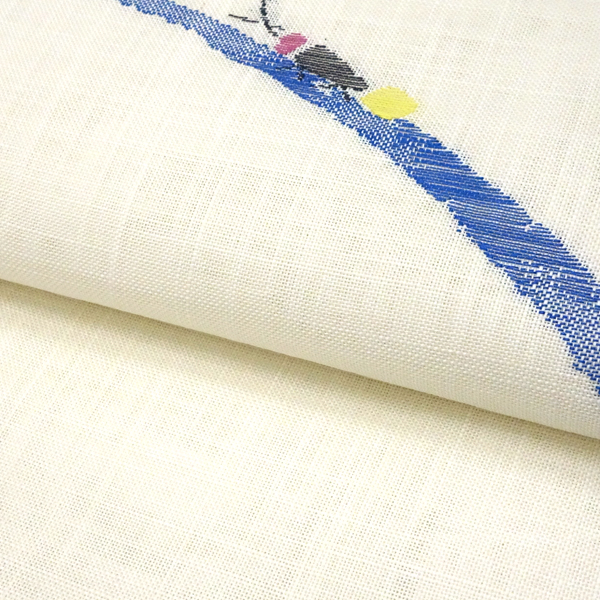 宮岸織物 麻名古屋帯 ホタル 蛍 麻帯 西陣織 八寸帯 白色［49,500円］ 枚目