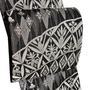 佐々木染織 夏袋帯 西陣織 ペルシャ風文様 絹 黒［36,300円］