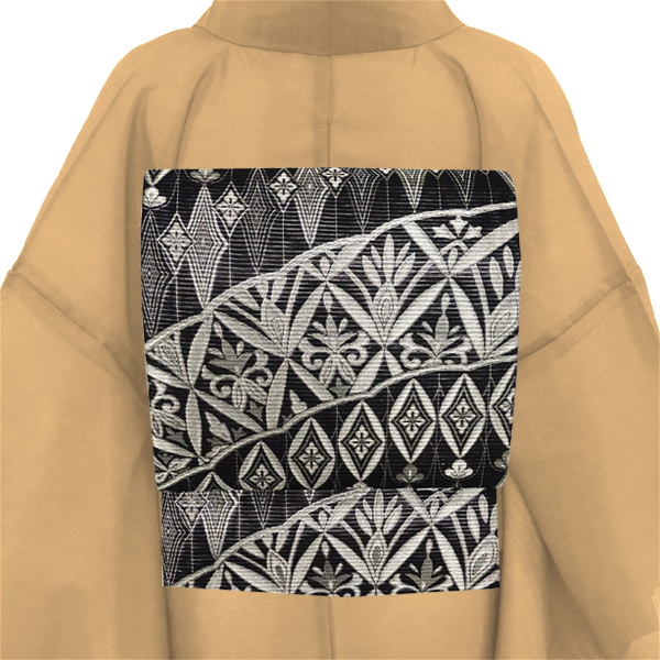 佐々木染織 夏袋帯 西陣織 ペルシャ風文様 絹 黒［36,300円］ 枚目