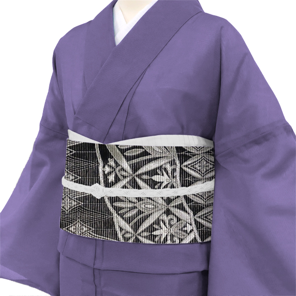 佐々木染織 夏袋帯 西陣織 ペルシャ風文様 絹 黒［36,300円］ 枚目