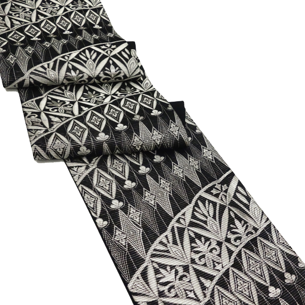 佐々木染織 夏袋帯 西陣織 ペルシャ風文様 絹 黒［36,300円］ 枚目