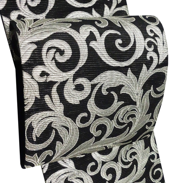 佐々木染織  夏袋帯 西陣織 黒 夏用 唐草 更紗 正絹［36,300円］ 枚目