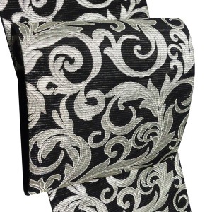 佐々木染織  夏袋帯 西陣織 黒 夏用 唐草 更紗 正絹［36,300円］