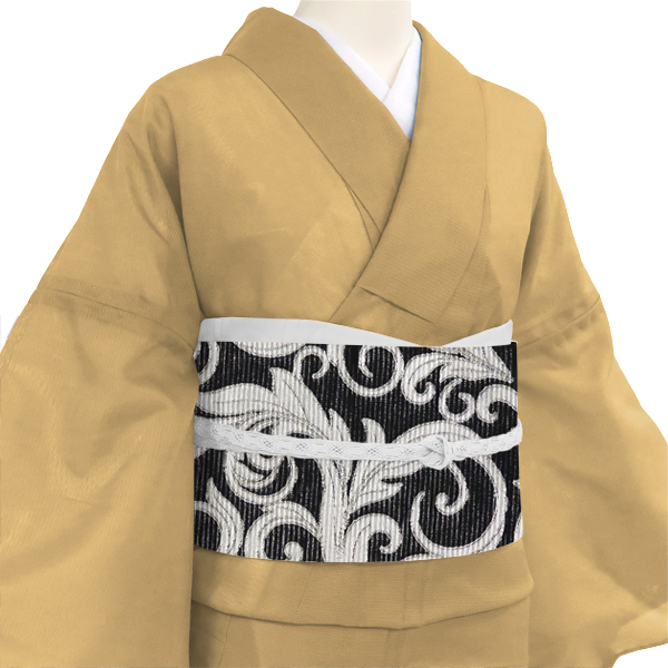 佐々木染織  夏袋帯 西陣織 黒 夏用 唐草 更紗 正絹［36,300円］ 枚目