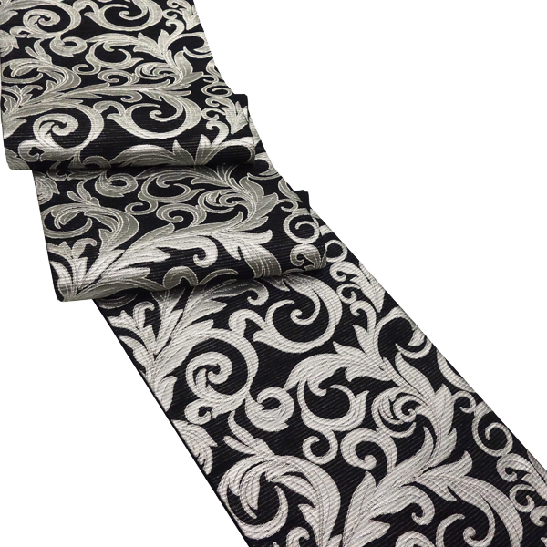 佐々木染織  夏袋帯 西陣織 黒 夏用 唐草 更紗 正絹［36,300円］ 枚目