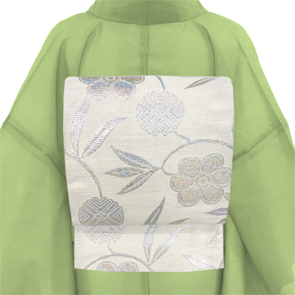 佐々木染織 西陣織 絽袋帯 フォーマル ライトグレー 礼装用 笹蔓 夏物 正絹［36,300円］ 枚目