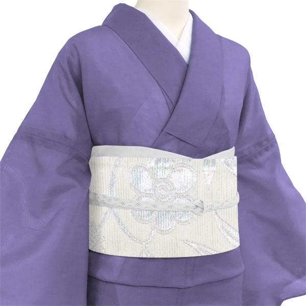 佐々木染織 西陣織 絽袋帯 フォーマル ライトグレー 礼装用 笹蔓 夏物 正絹［36,300円］ 枚目