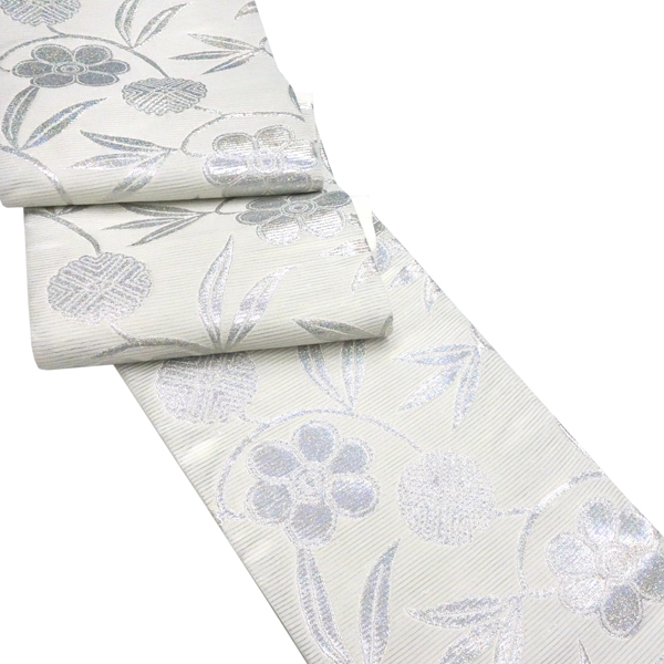 佐々木染織 西陣織 絽袋帯 フォーマル ライトグレー 礼装用 笹蔓 夏物 正絹［36,300円］ 枚目