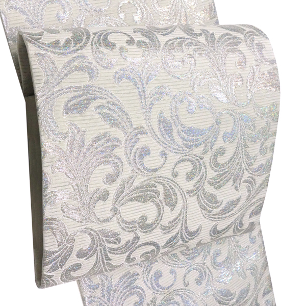 佐々木染織 絽袋帯 夏袋帯 西陣織 ライトグレー 礼装用 唐草 更紗 単衣 夏物 正絹［36,300円］ 枚目