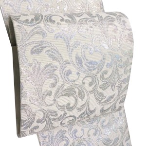 佐々木染織 絽袋帯 夏袋帯 西陣織 ライトグレー 礼装用 唐草 更紗 単衣 夏物 正絹［36,300円］