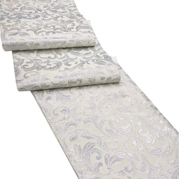 佐々木染織 絽袋帯 夏袋帯 西陣織 ライトグレー 礼装用 唐草 更紗 単衣 夏物 正絹［36,300円］ 枚目