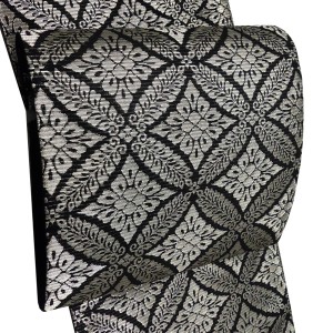 佐々木染織 夏袋帯 黒色 絽袋帯 西陣織 藤の丸 七宝 夏物 正絹［36,300円］