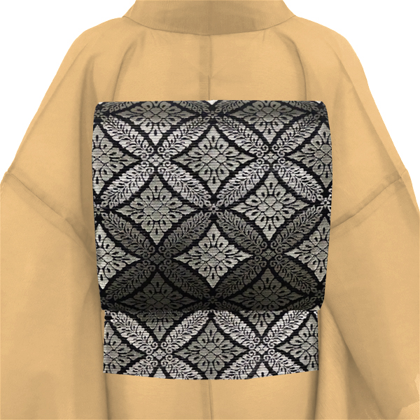 佐々木染織 夏袋帯 黒色 絽袋帯 西陣織 藤の丸 七宝 夏物 正絹［36,300円］ 枚目