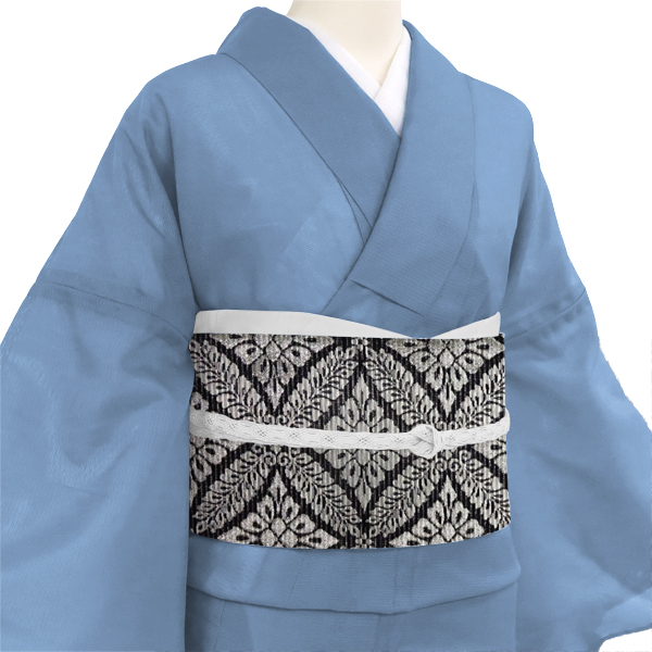 佐々木染織 夏袋帯 黒色 絽袋帯 西陣織 藤の丸 七宝 夏物 正絹［36,300円］ 枚目