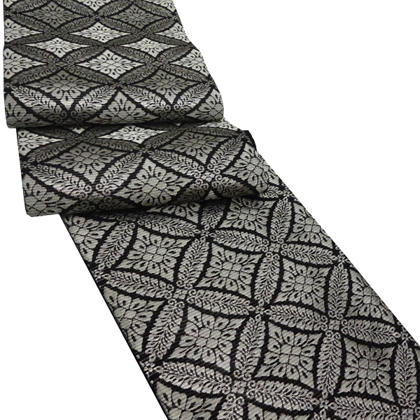 佐々木染織 夏袋帯 黒色 絽袋帯 西陣織 藤の丸 七宝 夏物 正絹［36,300円］ 枚目