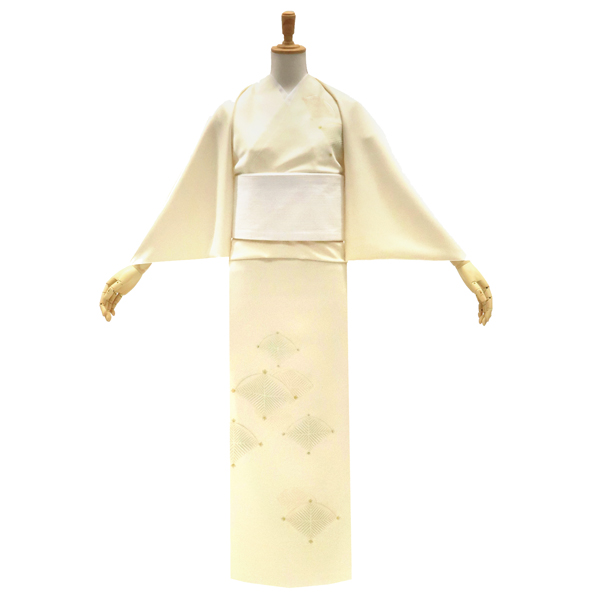 吉澤の友禅 付下 クリーム色 若松菱 着物 正絹 フォーマル 吉澤織物［198,000円］ 枚目