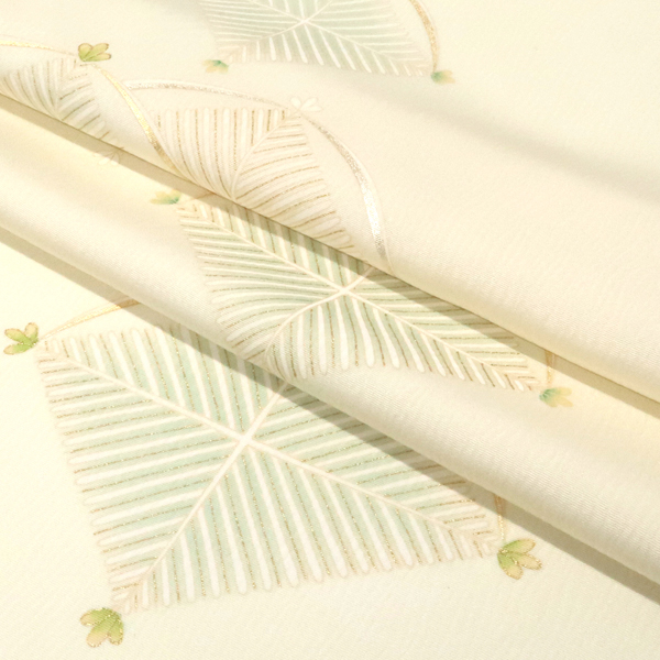 吉澤の友禅 付下 クリーム色 若松菱 着物 正絹 フォーマル 吉澤織物［198,000円］ 枚目