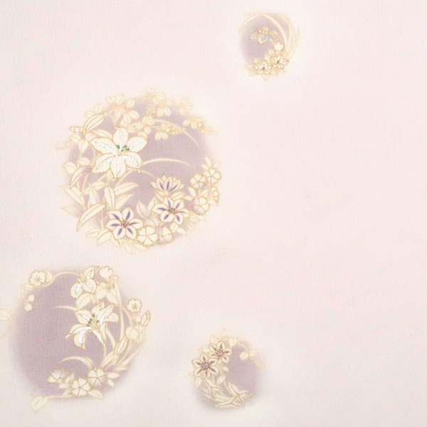吉澤の友禅 付下 訪問着 薄ピンク 花の丸 着物 正絹 吉澤織物［198,000円］ 枚目