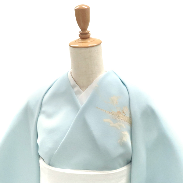 吉澤の友禅 付下 訪問着 水色 霞 松 橘 着物 反物 正絹 フォーマル 吉澤織物［198,000円］ 枚目