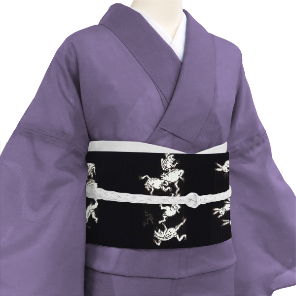 佐々木染織 洒落夏袋帯 夏帯 正絹 黒色 鳥獣戯画 カジュアル 絽袋帯 西陣織 正絹［36,300円］ 枚目