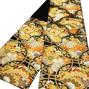 絲屋善創 振袖用袋帯 袋帯 黒色 輪繋ぎ 正絹 成人式［143,000円］