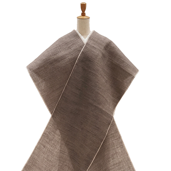 本麻 近江ちぢみ 着物 薄茶色 格子 夏着物 近江縮［88,000円］ 枚目