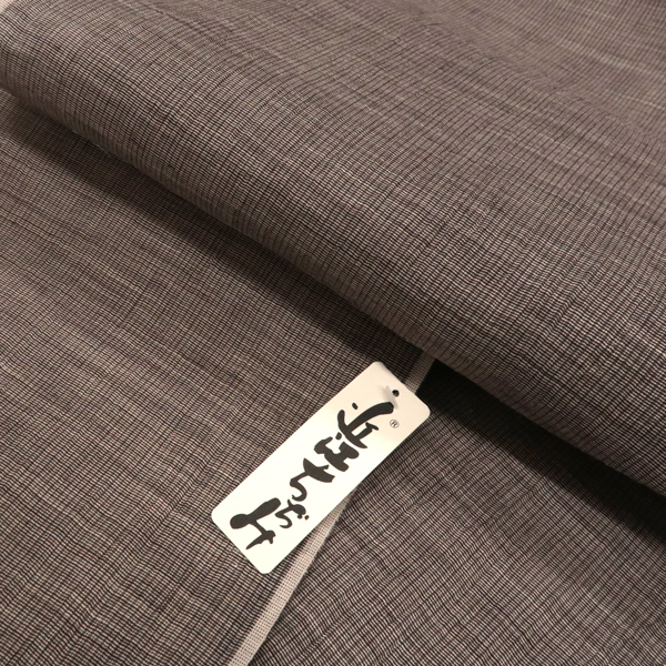 本麻 近江ちぢみ 着物 薄茶色 格子 夏着物 近江縮［88,000円］ 枚目