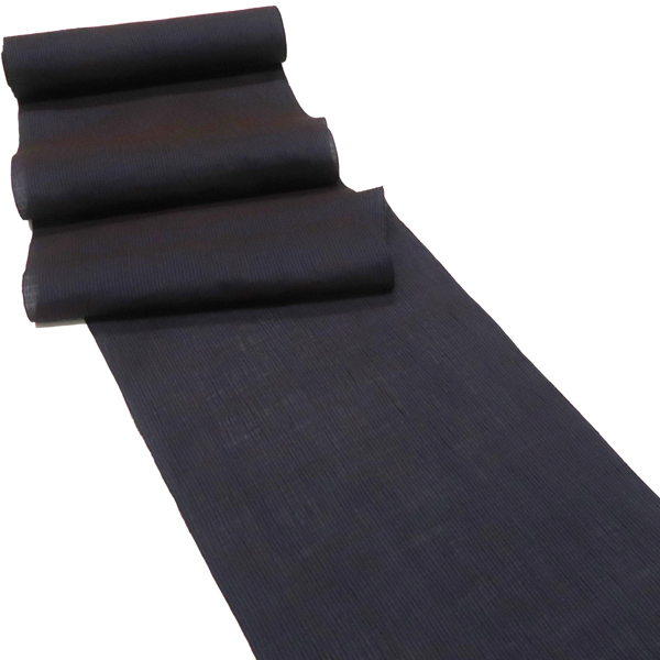 近江ちぢみ 本麻着物 紺×茶色 縞 夏着物 近江縮［88,000円］ 枚目