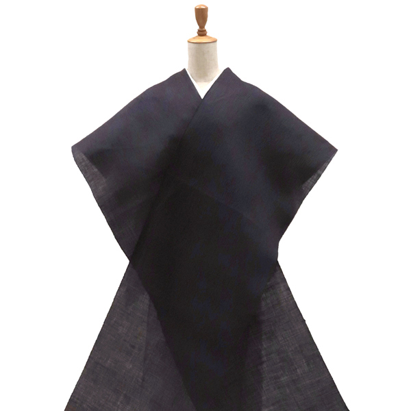 近江ちぢみ 本麻着物 紺×茶色 縞 夏着物 近江縮［88,000円］ 枚目